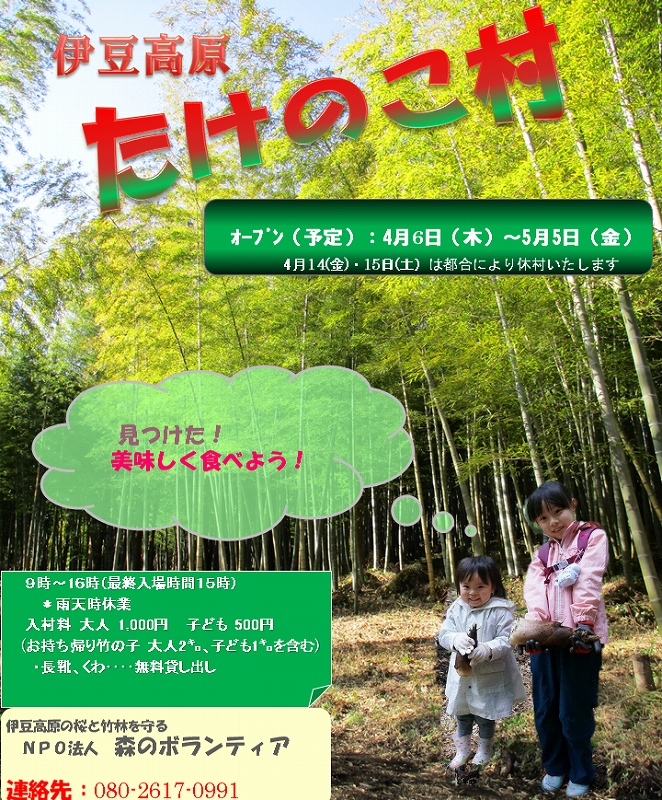 森のボランティア｜たけのこ村・たけのこ狩り・桜・伊豆高原・富戸